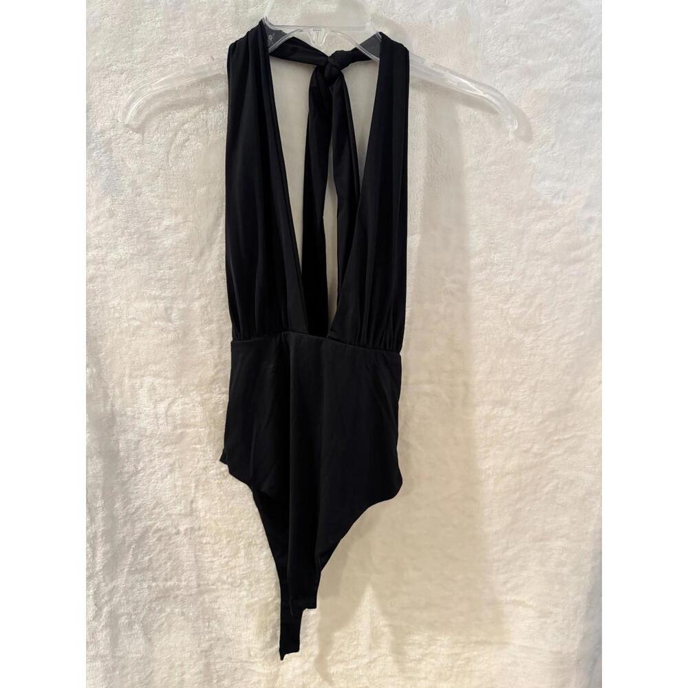 Princess Polly Two Summers Plunge Neck Bodysuit Halter black Size US 6